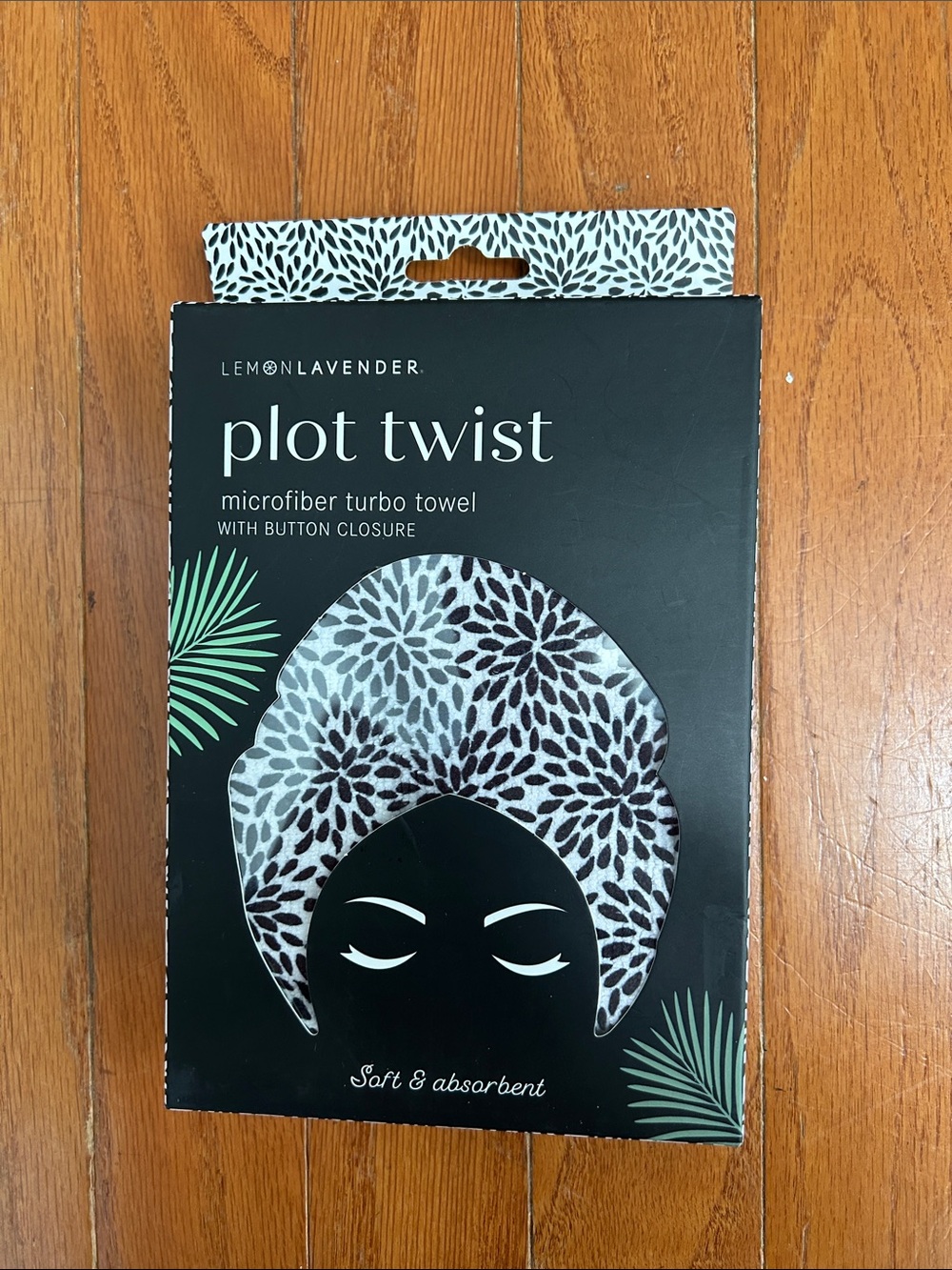 Lemon Lavender "Plot Twist" Microfiber Turbo Towel - Black & White Pattern